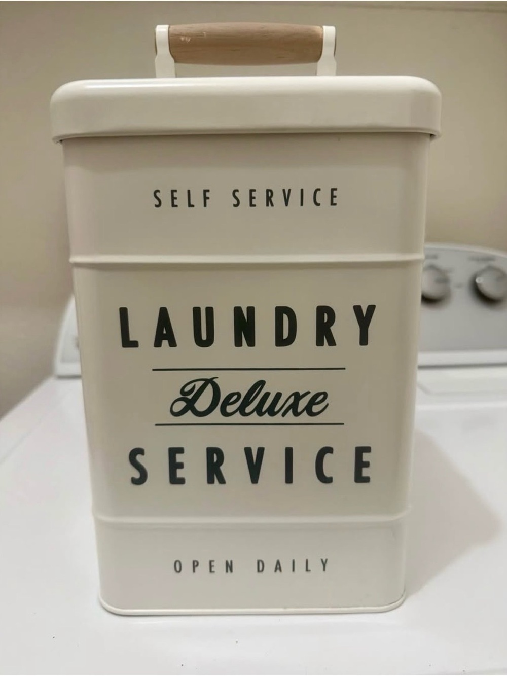 *NEW* Cream Farmhouse Laundry Tin for decor/washing tablets/dryer sheets
